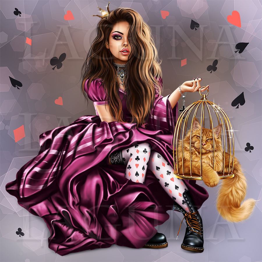 Alice with Cheshire Cat (Gothic Style)