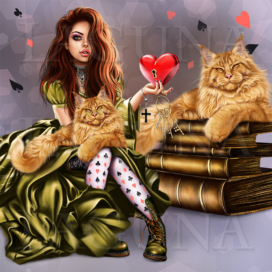 Alice with Cheshire Cat (Gothic Style)