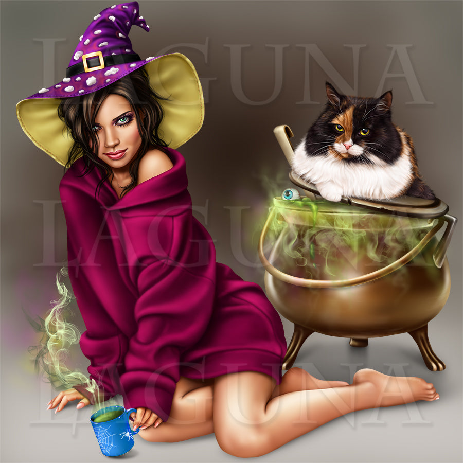 Amanita Witch with a Kitty