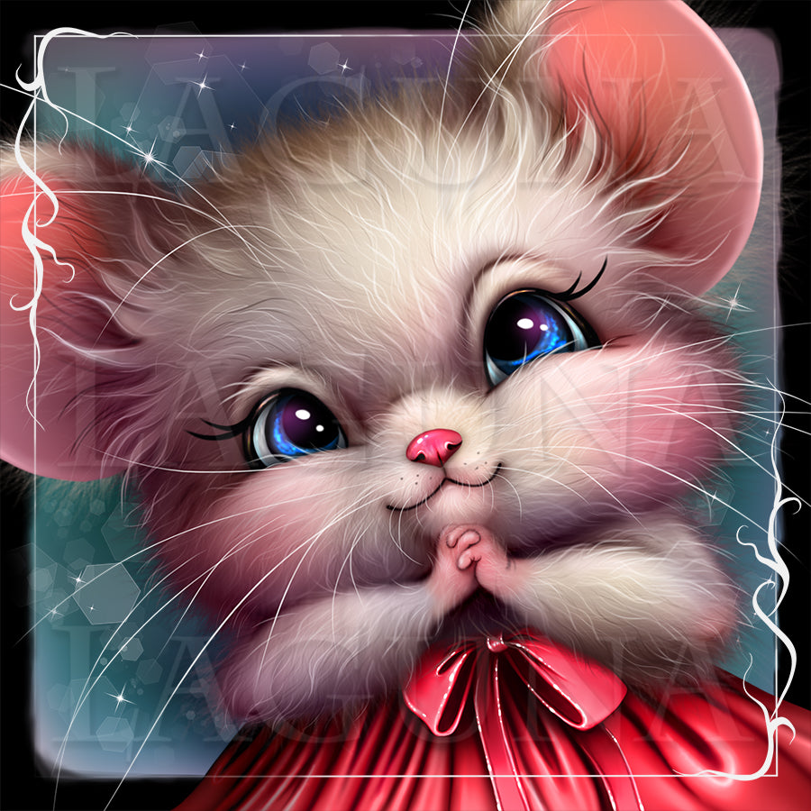 Angel Mouse Sitting on Cheese Moon