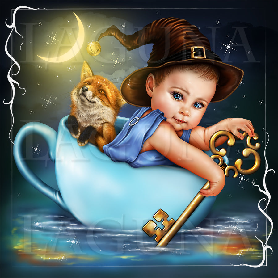Baby and Fox in the Cup Boat