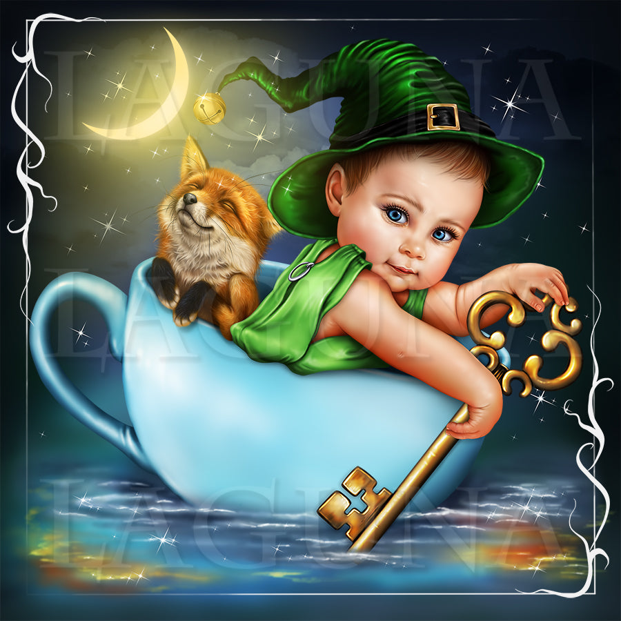 Baby and Fox in the Cup Boat