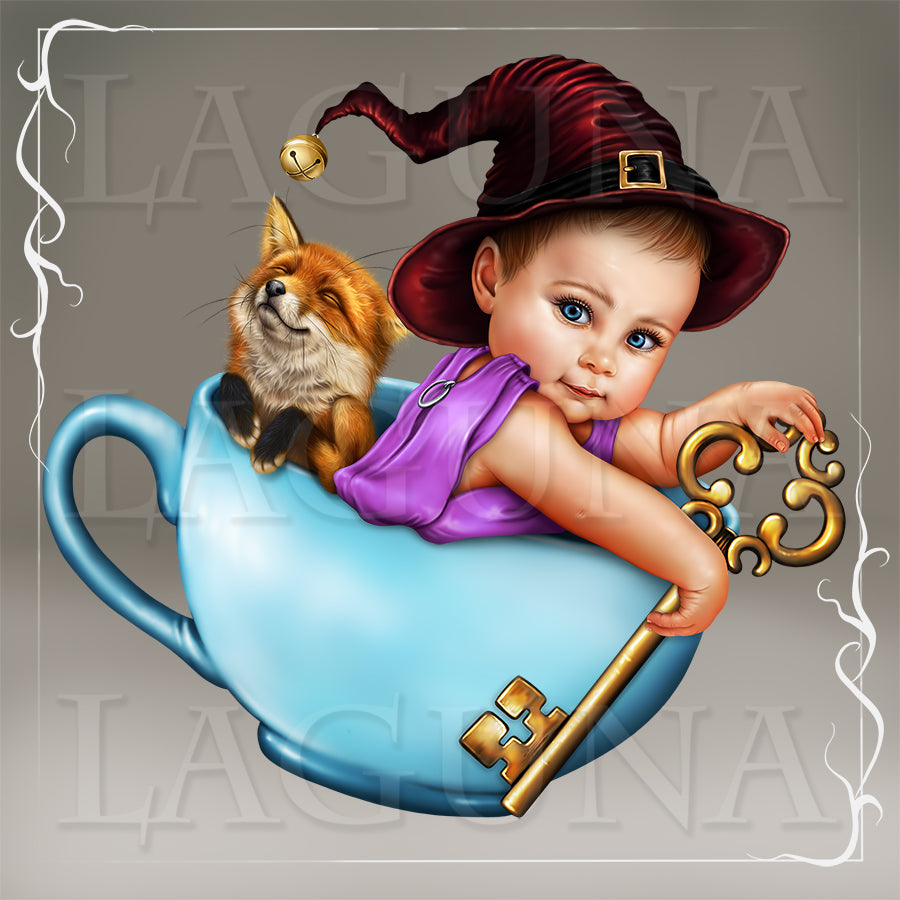 Baby and Fox in the Cup Boat