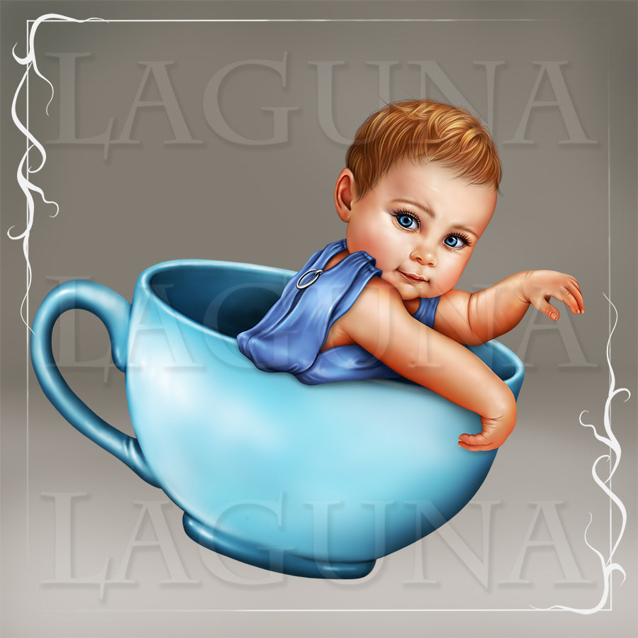 Baby and Fox in the Cup Boat