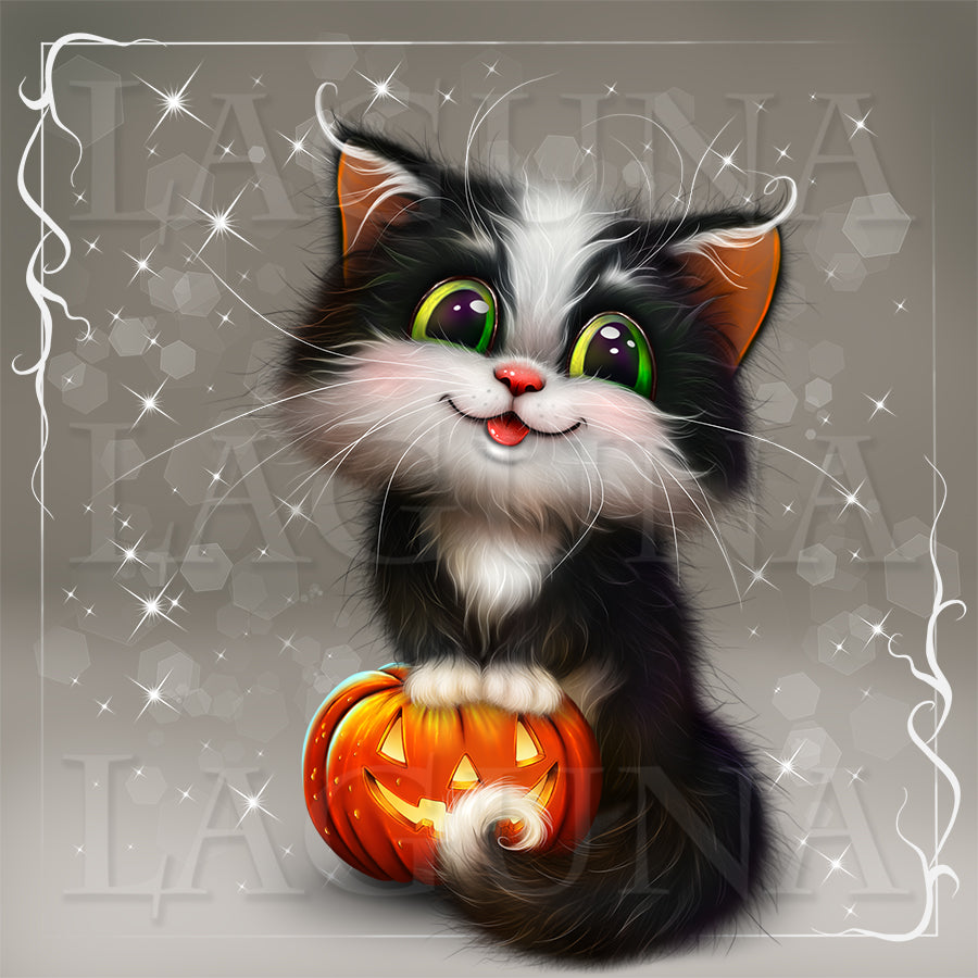 Black and White Halloween Kitten