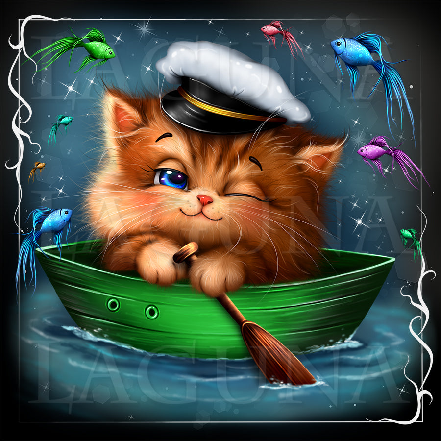 Captain Kitty in Boat