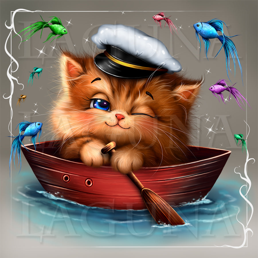 Captain Kitty in Boat