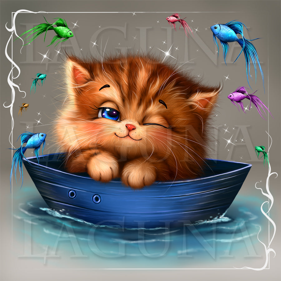 Captain Kitty in Boat