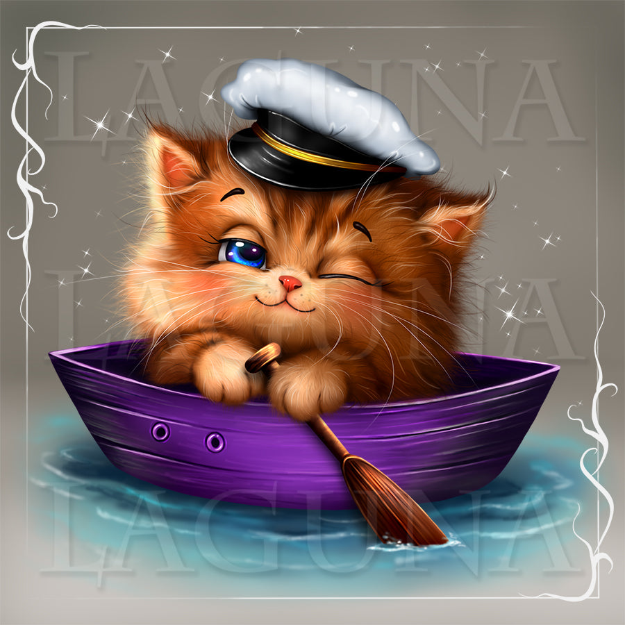 Captain Kitty in Boat