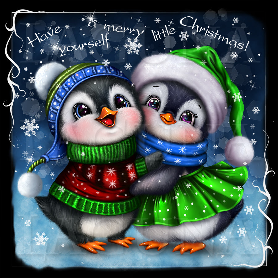 Christmas Penguins Hugging