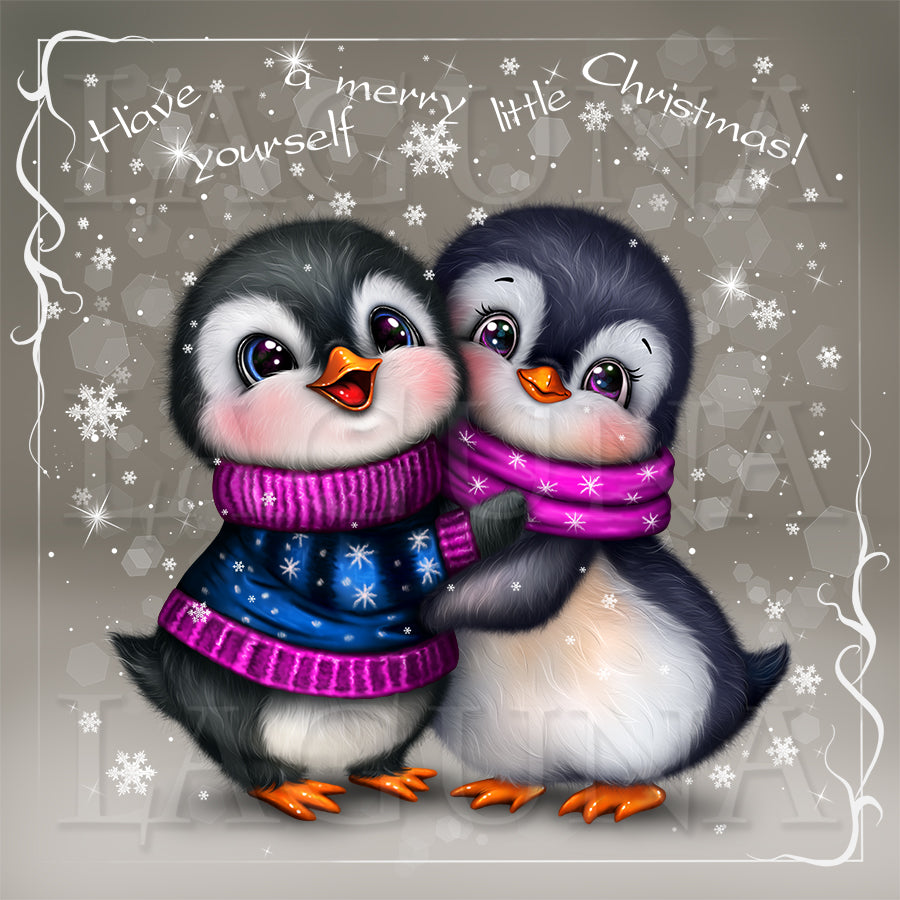 Christmas Penguins Hugging