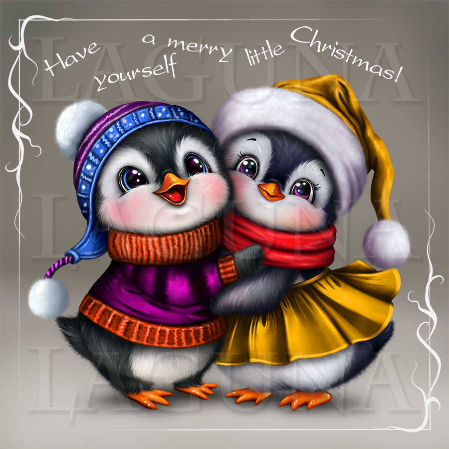 Christmas Penguins Hugging