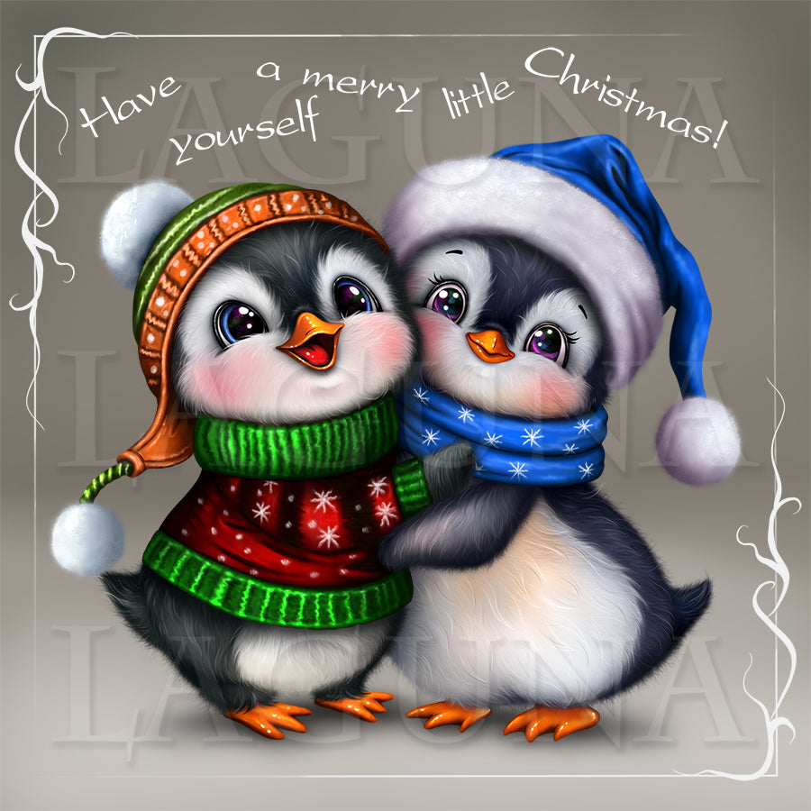 Christmas Penguins Hugging