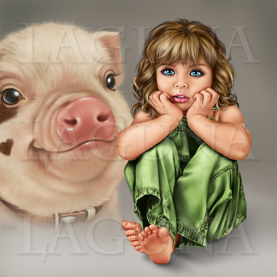 Country Girl with a Piggy