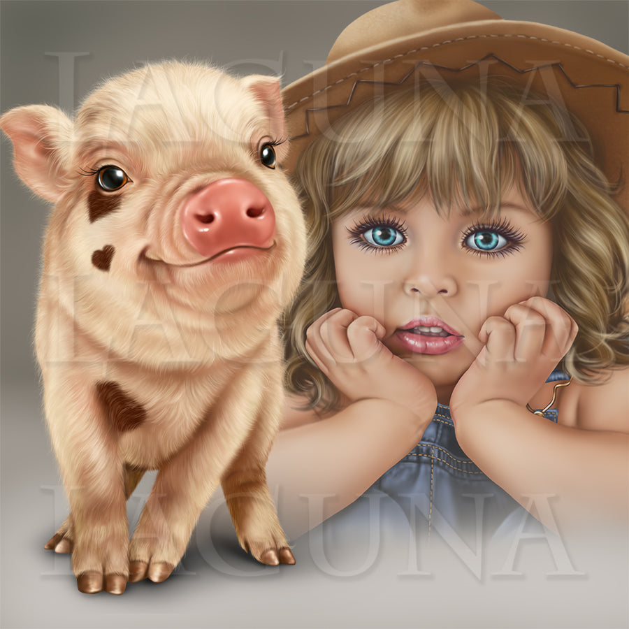 Country Girl with a Piggy