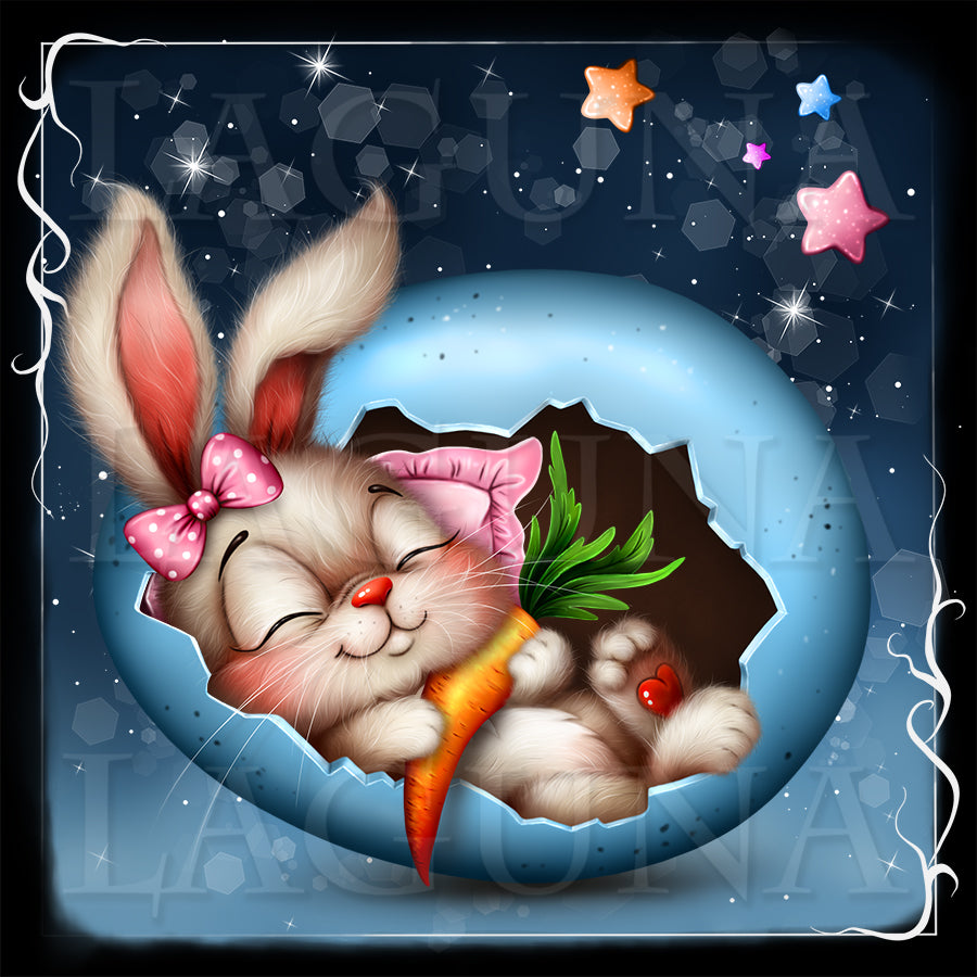 Easter Baby Bunny Sleeping in Egg