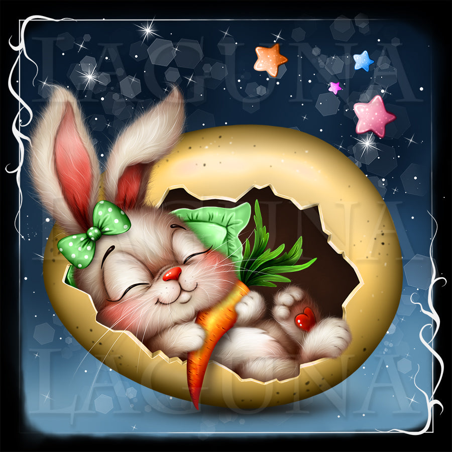 Easter Baby Bunny Sleeping in Egg