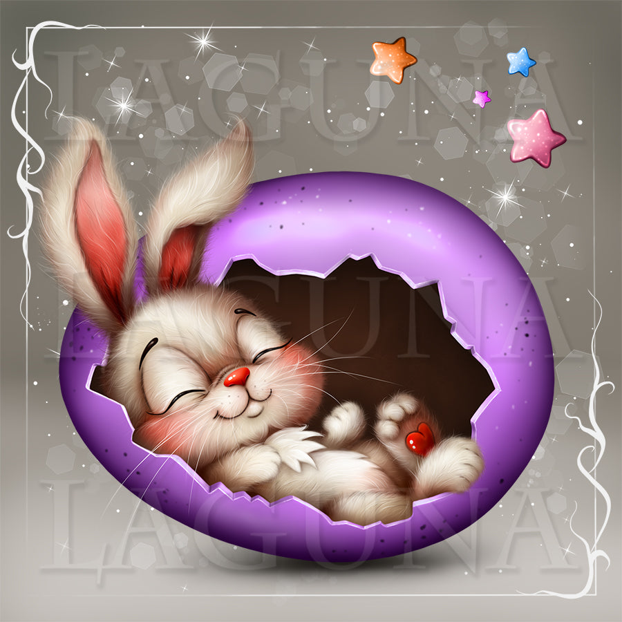 Easter Baby Bunny Sleeping in Egg