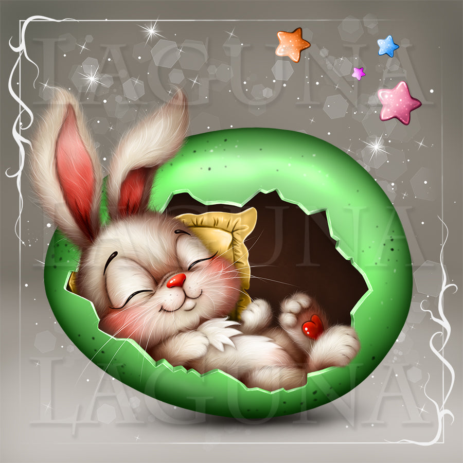 Easter Baby Bunny Sleeping in Egg