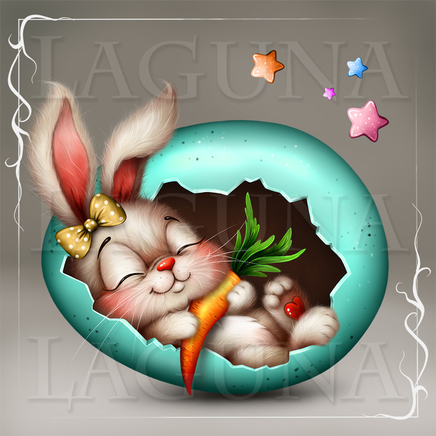 Easter Baby Bunny Sleeping in Egg