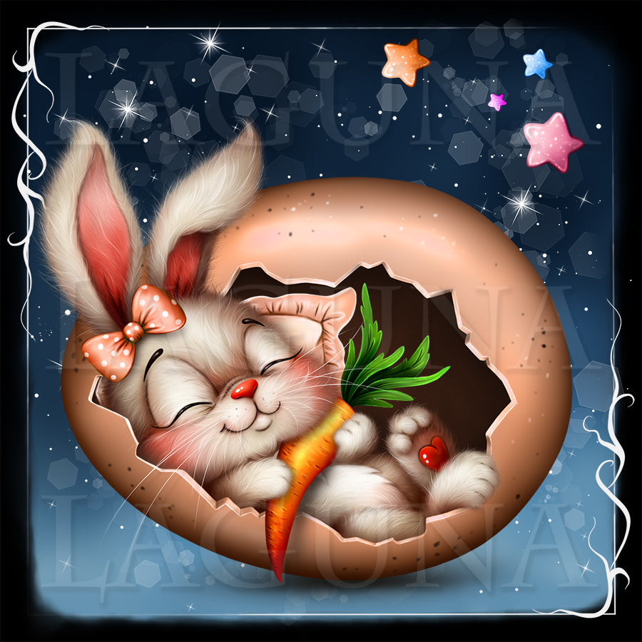 Easter Baby Bunny Sleeping in Egg