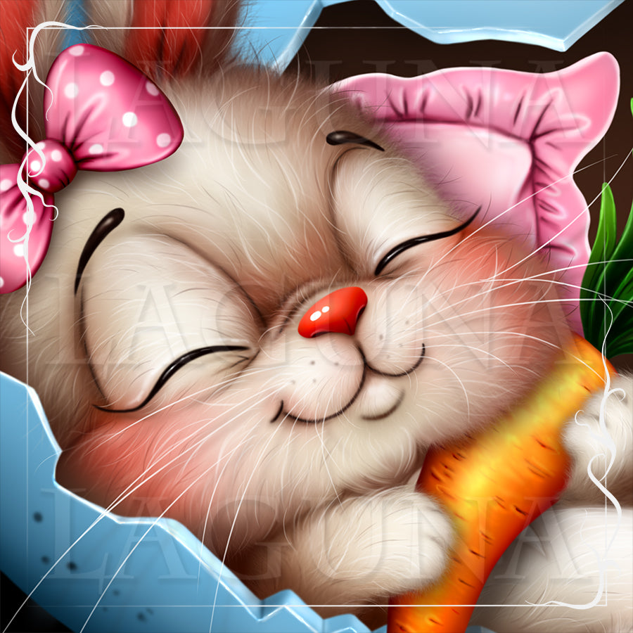 Easter Baby Bunny Sleeping in Egg