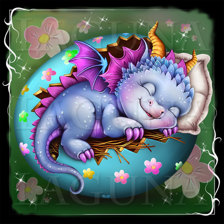 Easter Baby Dragon Sleeping in Egg