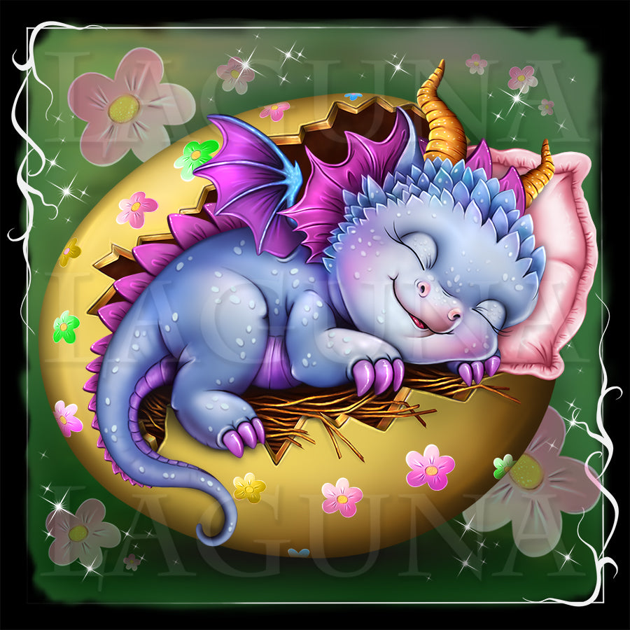Easter Baby Dragon Sleeping in Egg