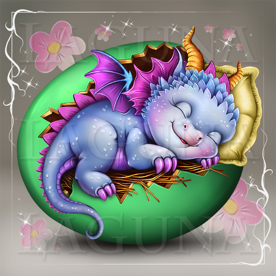 Easter Baby Dragon Sleeping in Egg