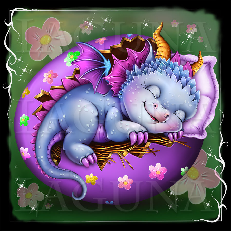 Easter Baby Dragon Sleeping in Egg