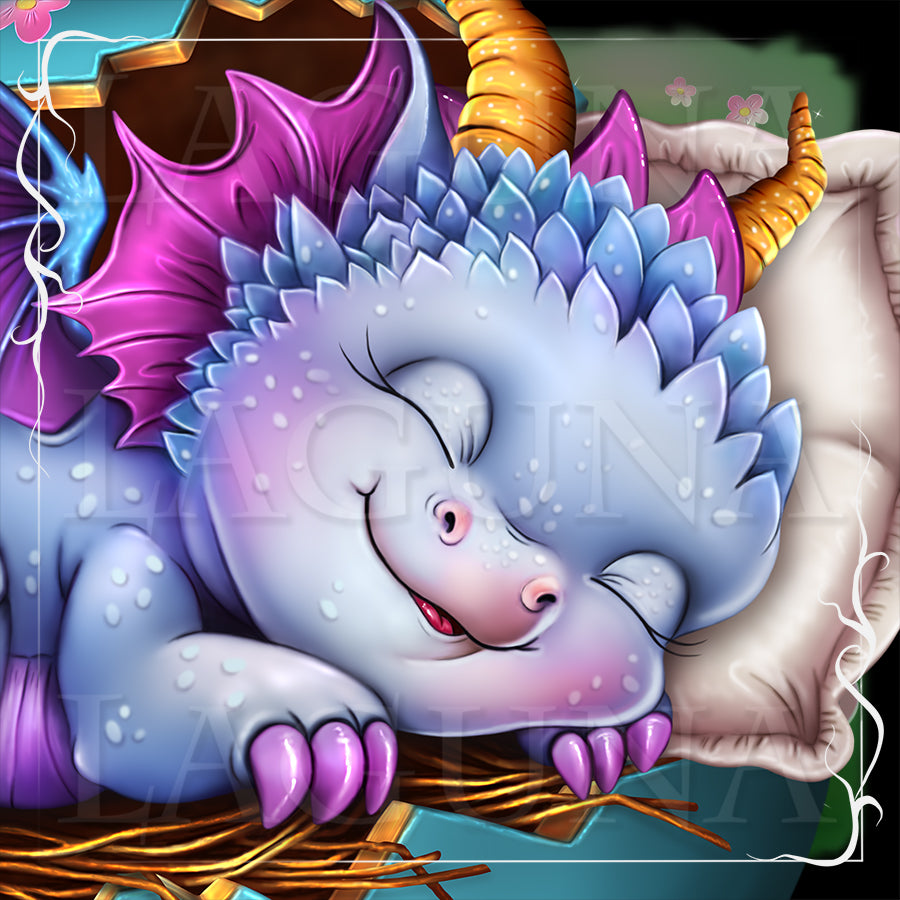 Easter Baby Dragon Sleeping in Egg