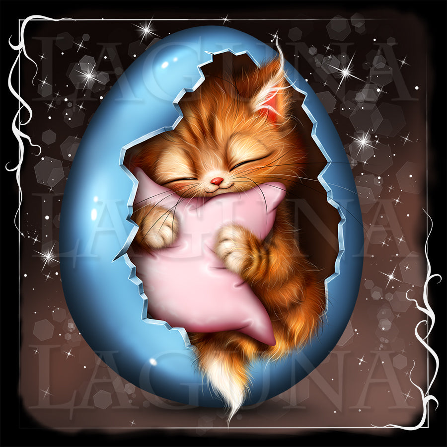 Easter Baby Kitten Sleeping in Egg