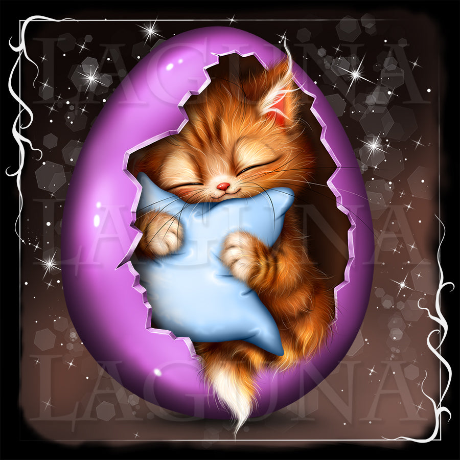 Easter Baby Kitten Sleeping in Egg