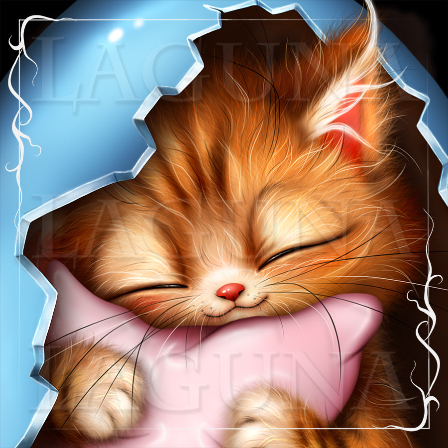 Easter Baby Kitten Sleeping in Egg
