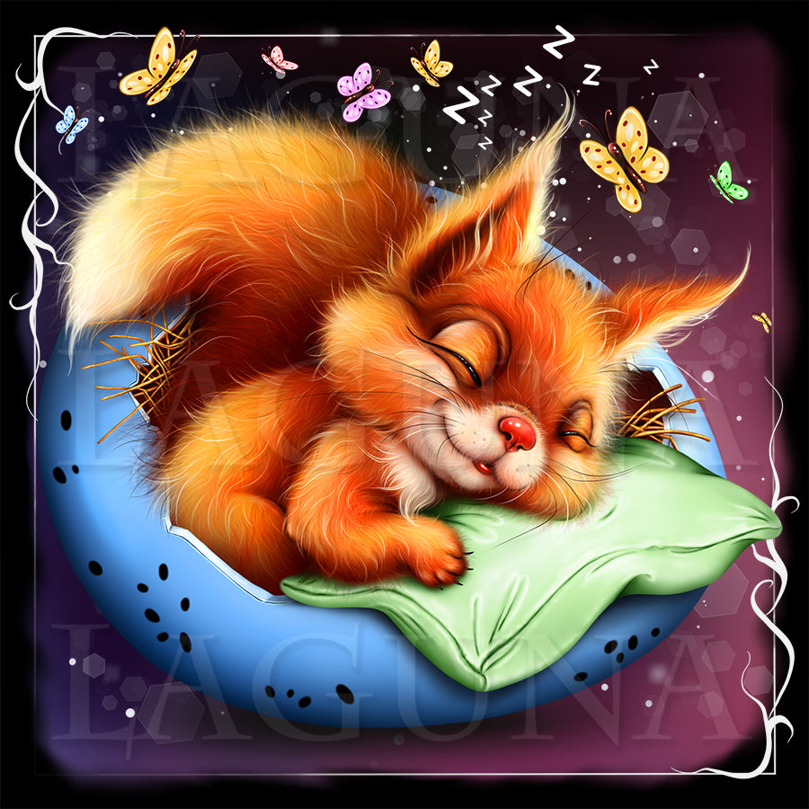 Easter Baby Squirrel Sleeping in Egg