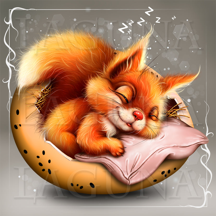 Easter Baby Squirrel Sleeping in Egg
