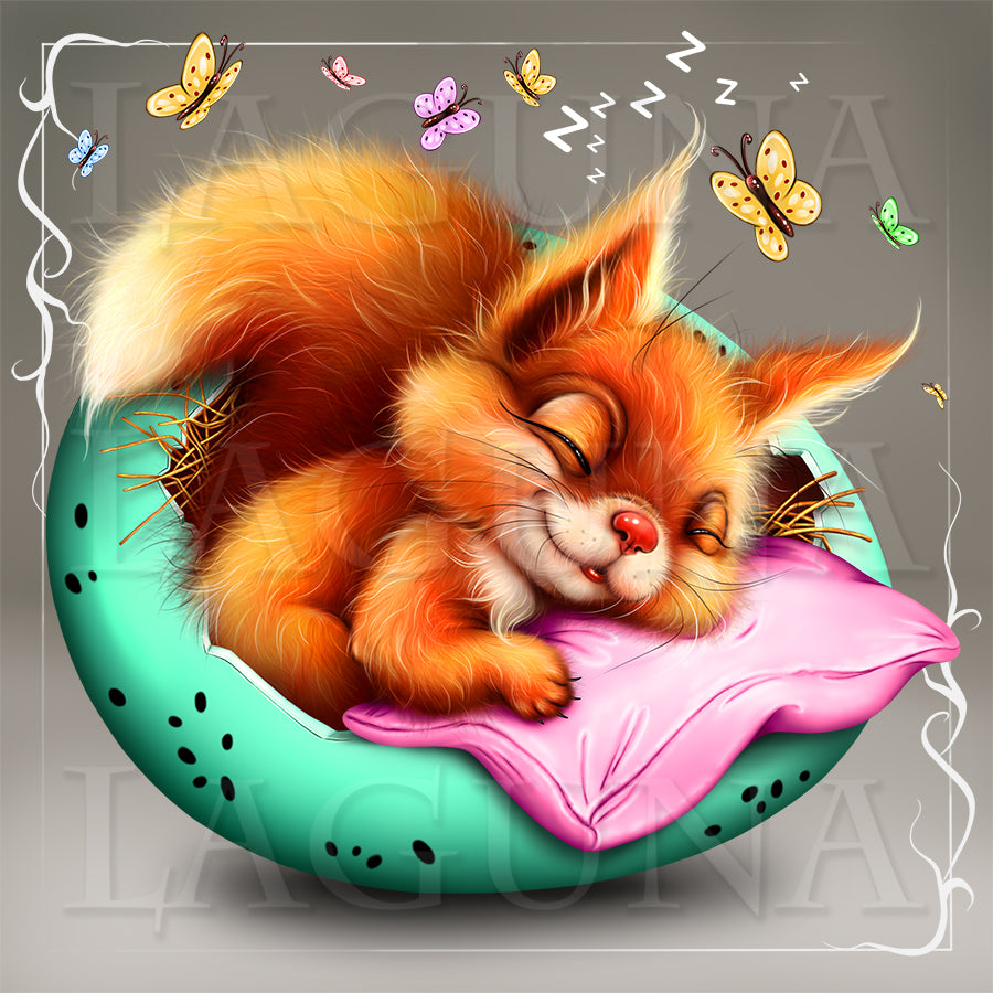 Easter Baby Squirrel Sleeping in Egg