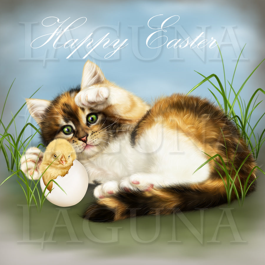 Easter Kitten with a Chick