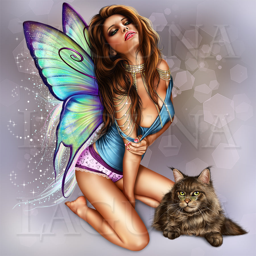 Fairy Girl with a Cat