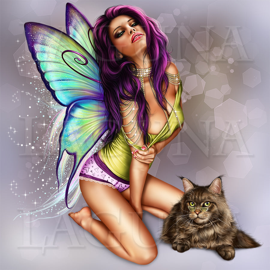 Fairy Girl with a Cat