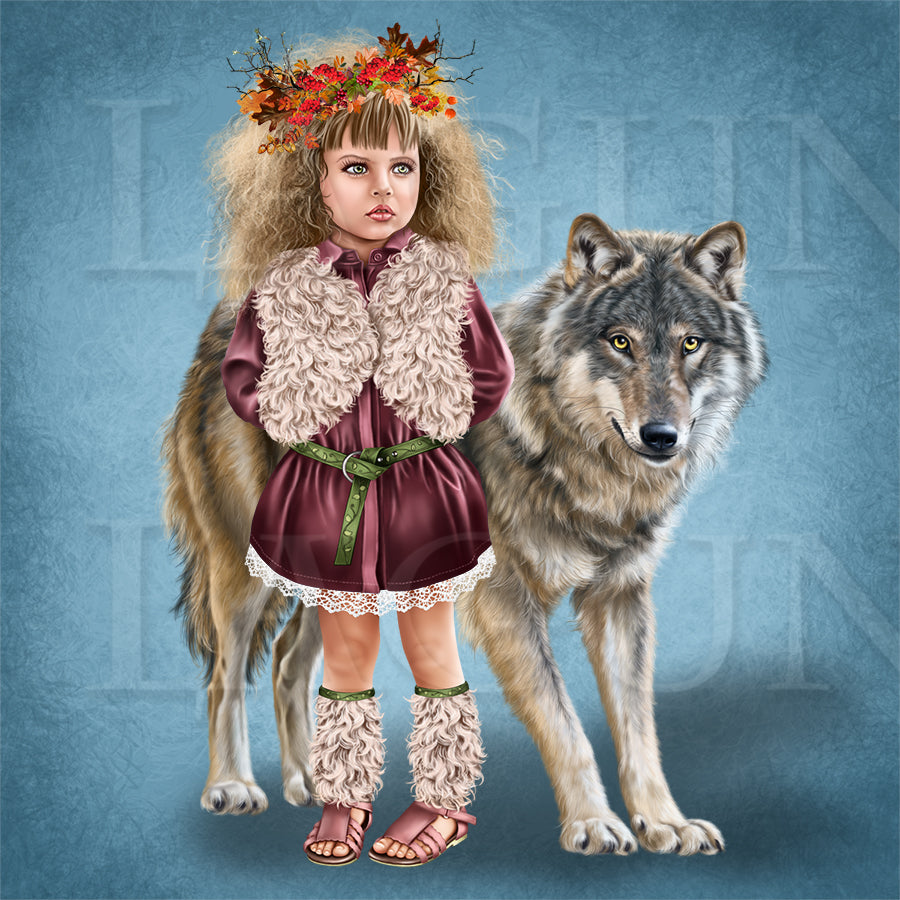 Forest Witch with a Wolf