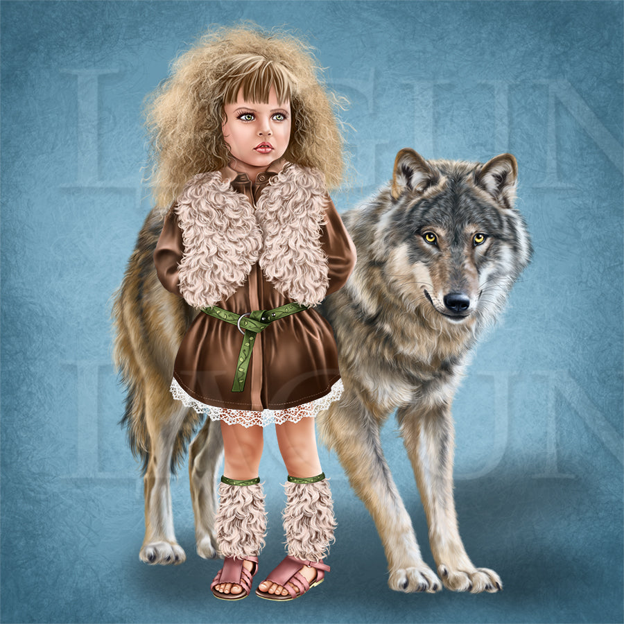 Forest Witch with a Wolf
