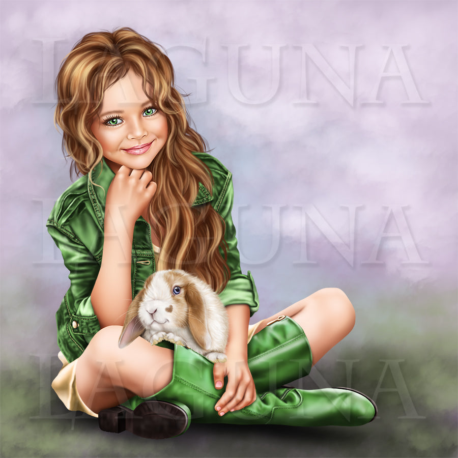 Girl with a Lop Bunny