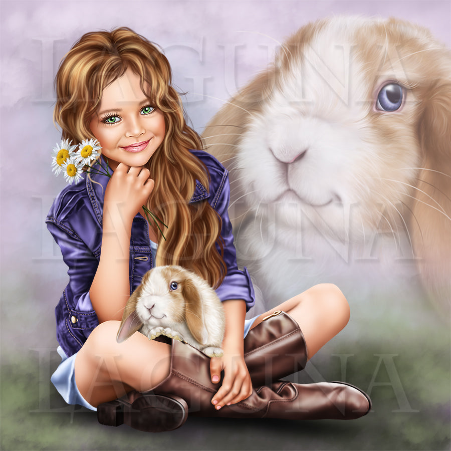 Girl with a Lop Bunny