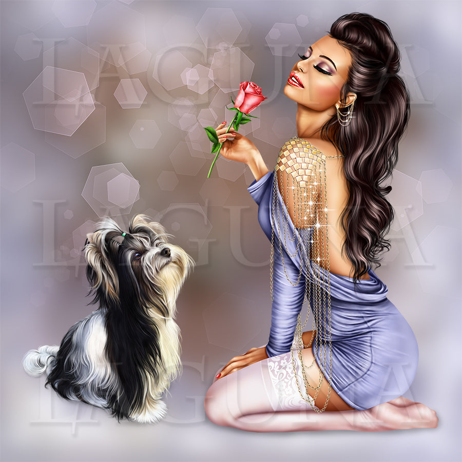 Girl with Biewer Yorkie