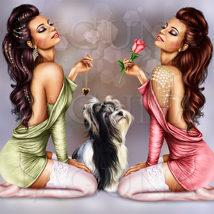 Girl with Biewer Yorkie