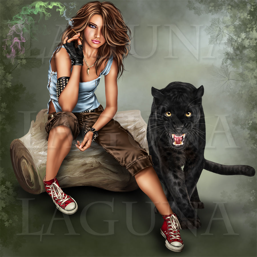 Girl with Black Panther