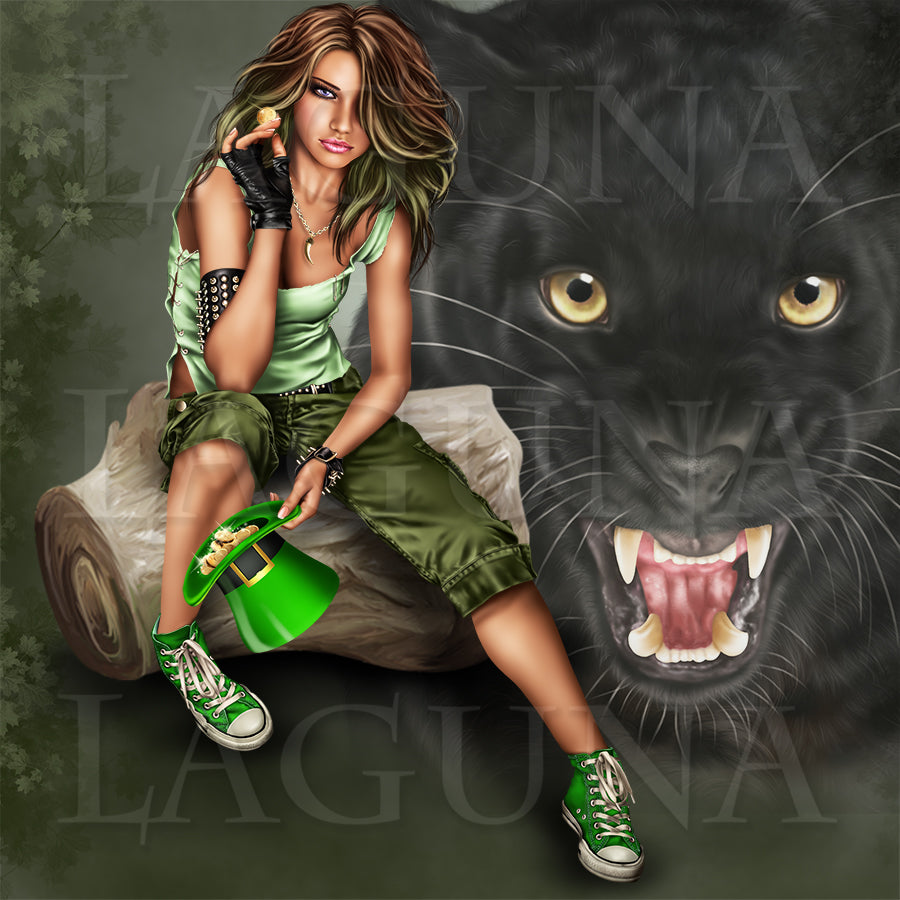 Girl with Black Panther