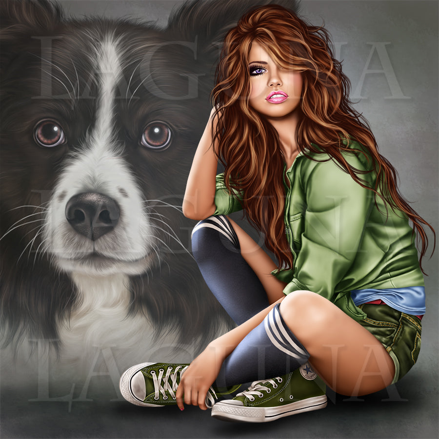 Girl with Border Collie