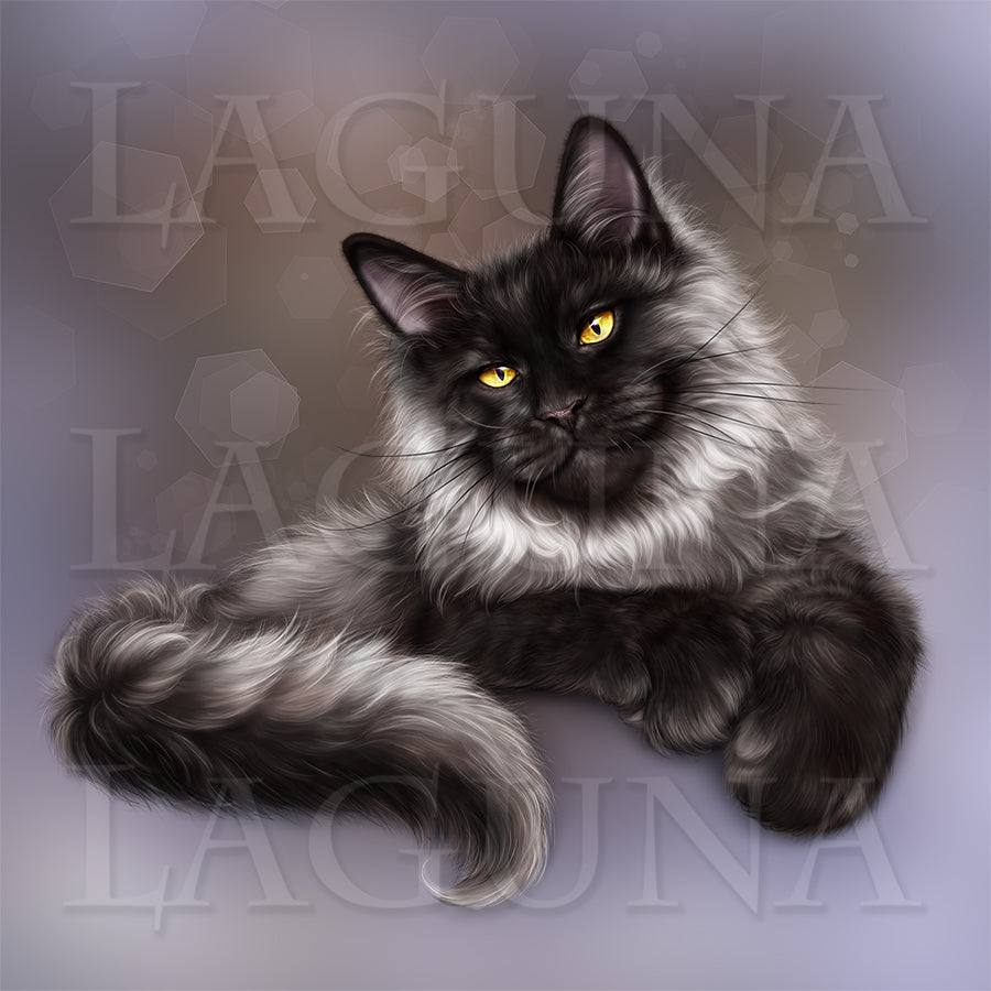 Girl with Maine Coon Kitty